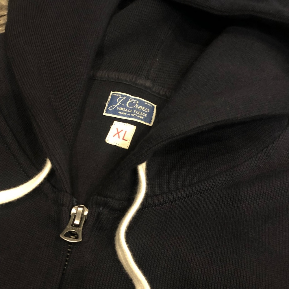 J crew navy French rib zip up hoodie XL
